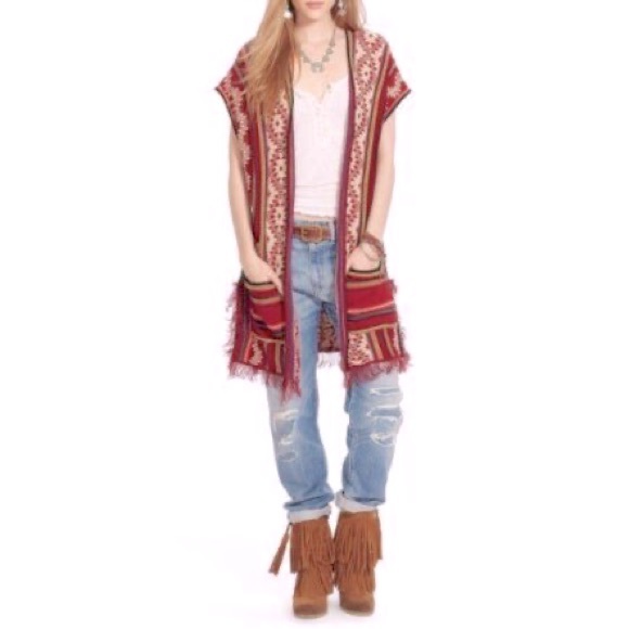 RALPH LAUREN DENIM & SUPPLY Navajo Aztec Tribal Long Sweater Vest Top - Picture 1 of 9